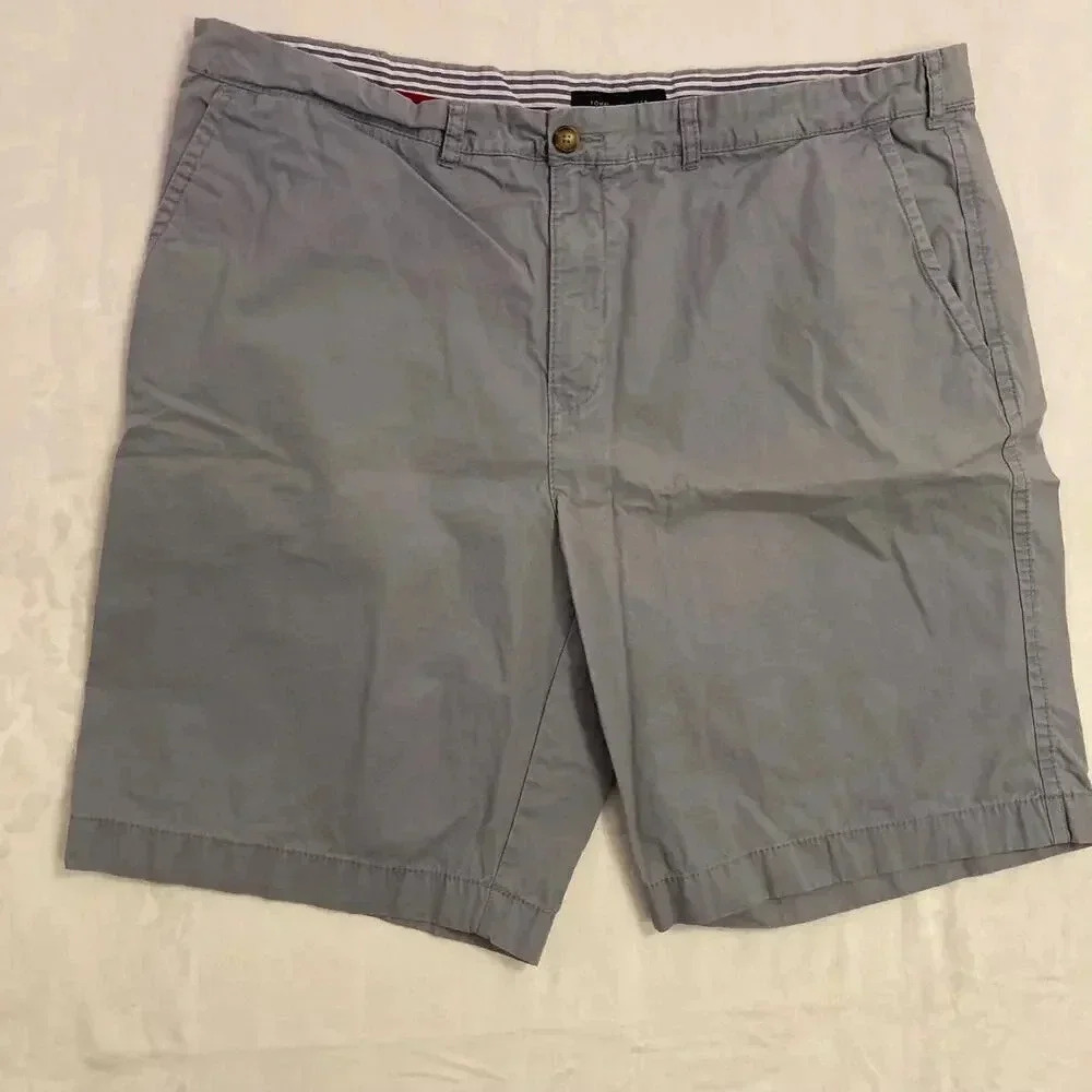 Tommy Hilfiger Chino Shorts Mens 42 Blue Gray Cotton Classic Flat Front Casual